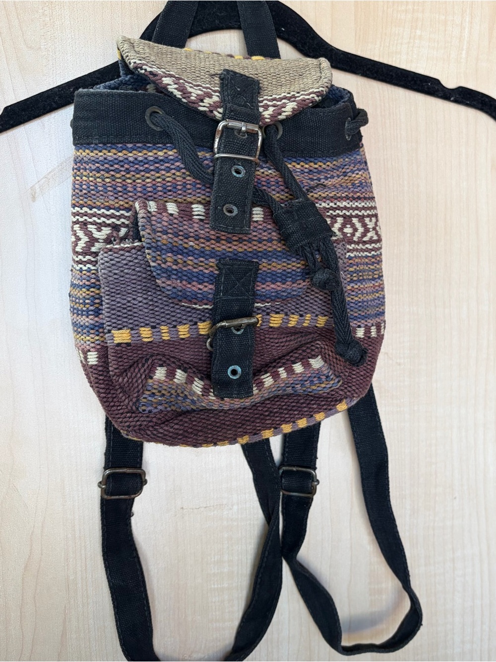 Mini Boho Style Purple Backpack - Picture 5 of 7